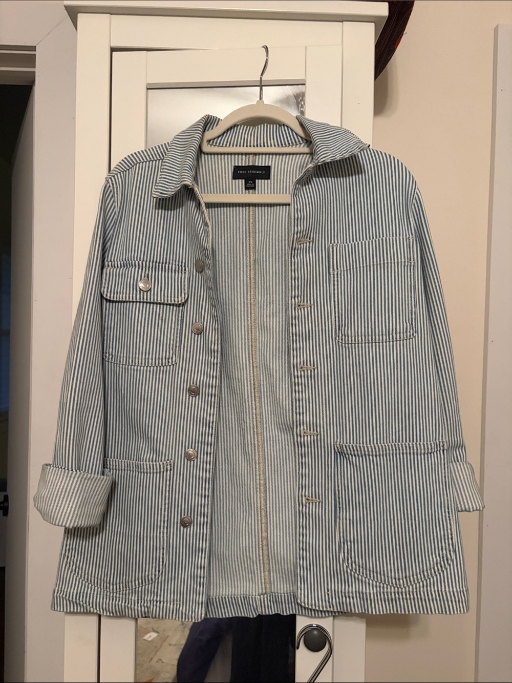 Denim Blue Striped Utility Jacket